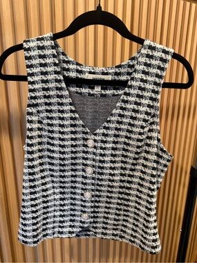 Periade Black and White Tweed Button Camisole